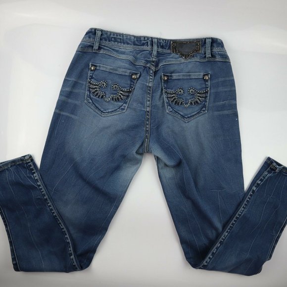 ReRock For Express Blue Denim Womens Size 6 Regular Low Rise Legging - Picture 1 of 12